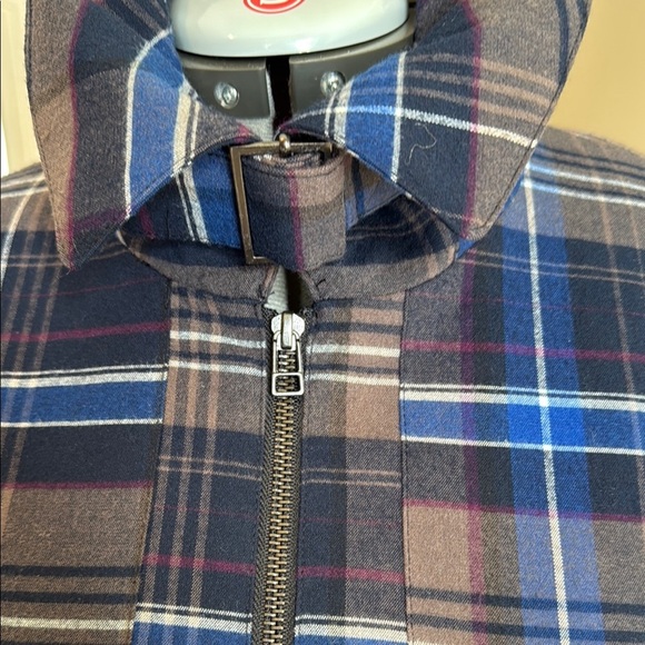 Le Chateau Blue and Brown Blazer with Plaid Pattern Tartan Biker Rocker - Picture 5 of 16